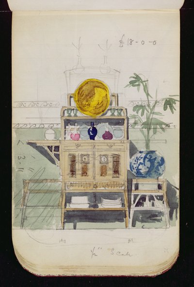 Entwurf für ein Sideboard, ca. 1860er-70er Jahre von Edward William Godwin